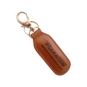 CHAVEIRO EM COURO MARROM MOSQUETÃO R-CH5 PERSONALIZADO - ARTES VISUAIS